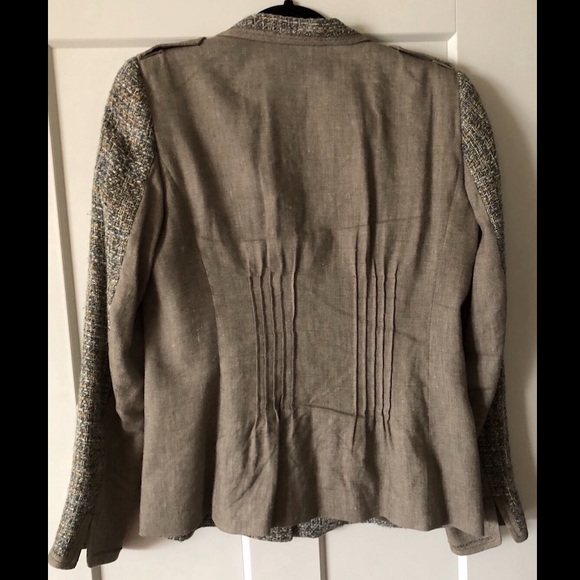 ELIE TAHARI BEIGE TWEED MILITARY BLAZER SIZE 6 - Picture 3 of 6